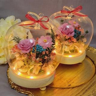 【OSTARA FLORIST 奧斯塔拉花藝】幸福蘋果玻璃盅(永生花、乾燥花、開幕、祝賀、平安、喬遷、升官)