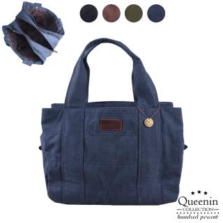 【DF Queenin】日系單寧時尚超大容量肩背包輕旅包