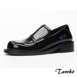 【Taroko】英倫潮流漆亮皮套腳圓頭厚底皮鞋(黑色)