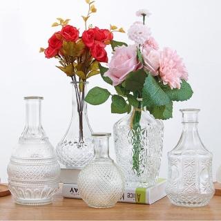 【JEN】北歐迷你復古創意浮雕玻璃花瓶花器桌面擺飾居家裝飾(5款可選)