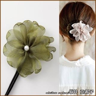 【Akiko Sakai】珍珠花朵造型丸子頭盤髮造型編髮器(生日 送禮 禮物)