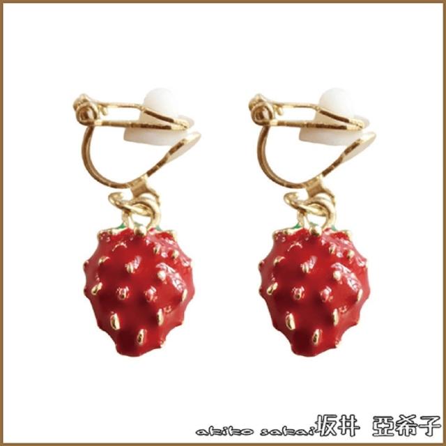【Akiko Sakai】清新可愛風格草莓造型珍珠耳環