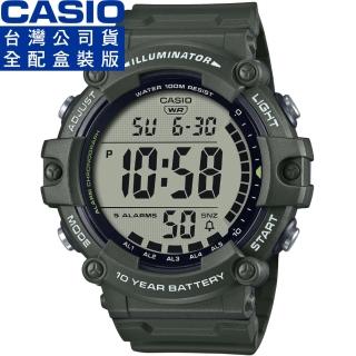 【CASIO 卡西歐】卡西歐大液晶野戰電子錶-軍綠(AE-1500WHX-3A 台灣公司貨全配盒裝)