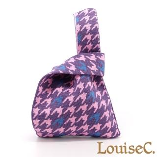 【LouiseC.】Tree House 針織布千鳥格日式手挽手提小包/袋-千鳥粉紫(CN222200400416-B)