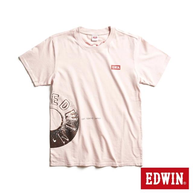 【EDWIN】男裝 紅標大立釦寫真短袖T恤(淡粉紅)