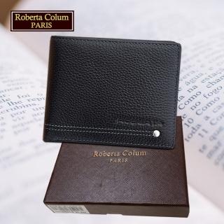 【Roberta Colum】諾貝達 男用專櫃皮夾 12卡片短夾(23152-1黑色)