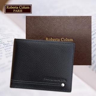 【Roberta Colum】諾貝達 男用專櫃皮夾 12卡片短夾(23157-1黑色)