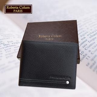 【Roberta Colum】諾貝達 男用專櫃皮夾 8卡片短夾(23153-1黑色)