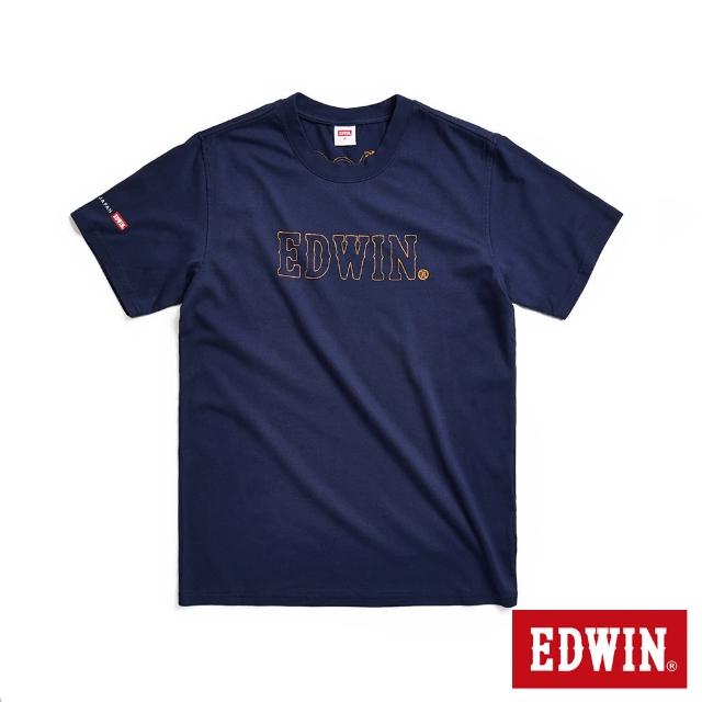 【EDWIN】男裝 紅標繡線LOGO短袖T恤(丈青色)