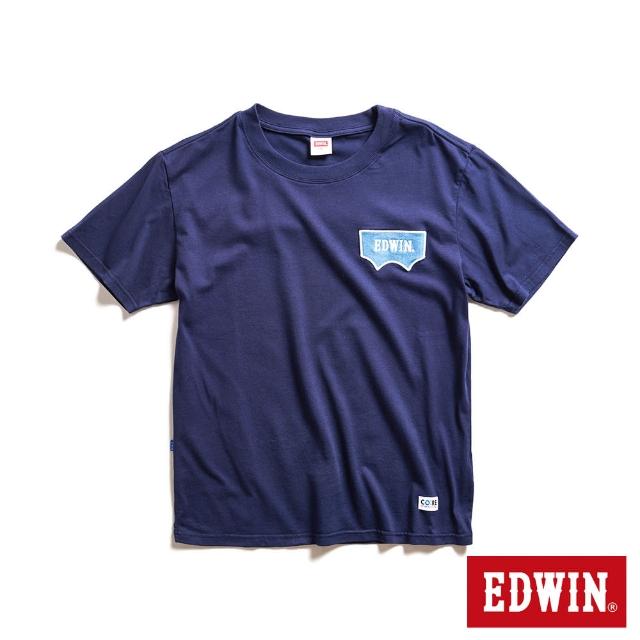 【EDWIN】男女裝 再生系列 CORE小LOGO短袖T恤(丈青色)