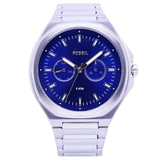 【FOSSIL】FOSSIL 美國最受歡迎頂尖運動時尚雙還流行腕錶-藍面-BQ2610