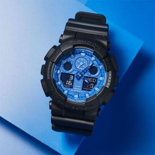 【CASIO 卡西歐】G-SHOCK 藍色變形蟲系列手錶 畢業禮物(GA-100BP-1A)