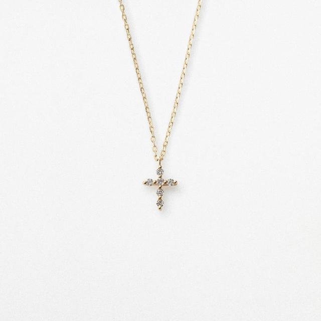 【agete】10K十字架鑽石項鍊