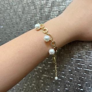 【bibi】ins復古韓風珍珠鏈條氣質小眾合金手鍊交換禮物/聖誕禮物/送禮