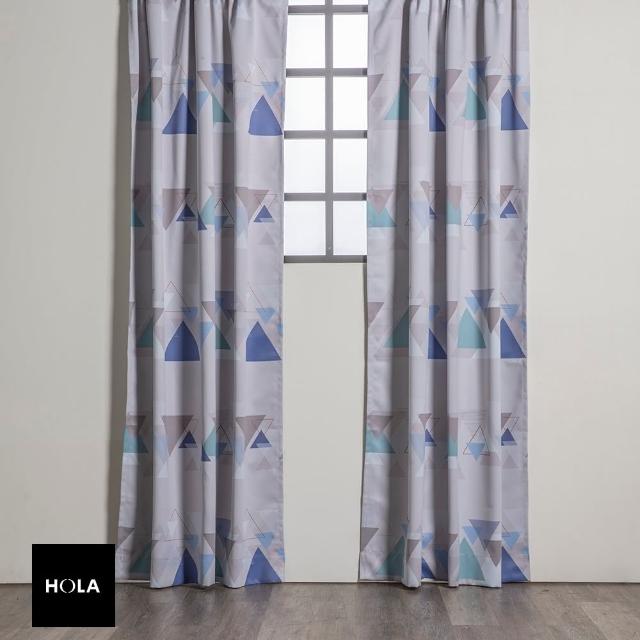 【HOLA】三角印花三明治遮光落地窗簾270x230cm 灰藍