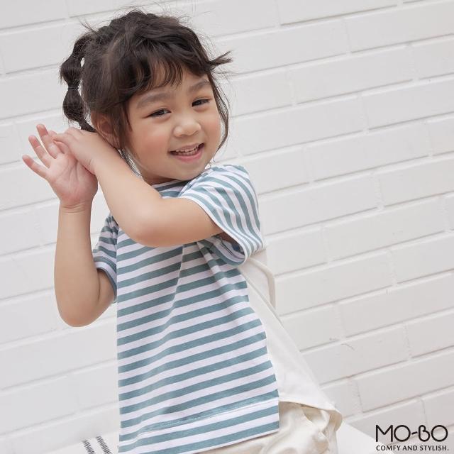 【MO-BO】MIT條紋拼接兒童上衣(上衣)