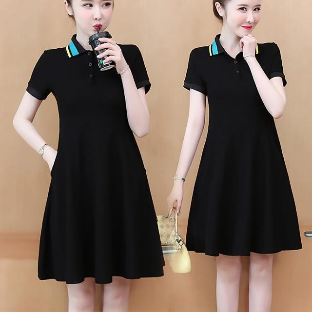 【麗質達人】9661黑色短袖洋裝LY(S-4XL)