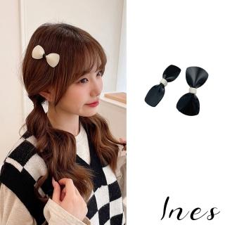 【INES】撞色髮夾 蝴蝶結髮夾/韓國設計法式復古黑白撞色蝴蝶結造型髮夾(4款任選)