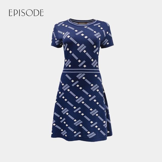【EPISODE】高雅修身幾何印花短袖針織洋裝122370