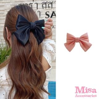 【MISA】緞面髮夾 蝴蝶結髮夾/法式復古細緻亮絲緞面蝴蝶結造型髮夾(8色任選)