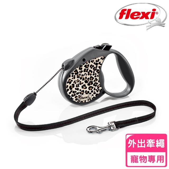 【FLEXI 飛萊希】標準款/索狀/時尚豹紋/M （FLMC）(牽繩、寵物牽繩)