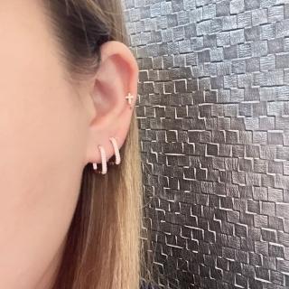 【bibi】ins韓風方形鋯石耳扣耳環