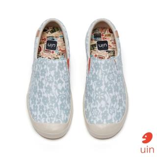 【uin】西班牙原創設計 女鞋 卡迪斯蕾絲淺草綠彩繪休閒鞋W1490133(彩繪)