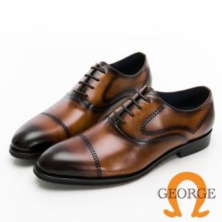 【GEORGE 喬治皮鞋】Amber系列 時尚沉穩木質調橫飾牛津鞋 -咖啡 235001BR-20