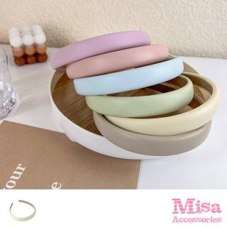【MISA】純色髮箍/清新馬卡龍色系奶油慕斯皮質純色造型髮箍 髮圈(6色任選)