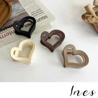 【INES】愛心髮夾/法式優雅復古愛心造型壓克力抓夾 髮夾(4色任選)