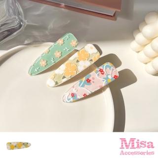 【MISA】花朵髮夾/法式醋酸板材可愛花朵圖樣水滴夾 髮夾 邊夾(3色任選)