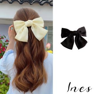 【INES】緞面髮夾 蝴蝶結髮夾/法式典雅經典緞面大蝴蝶結造型髮夾(9色任選)