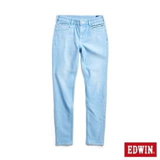 【EDWIN】女裝 JERSEY EJ2冰河玉錐形長褲(漂淺藍)
