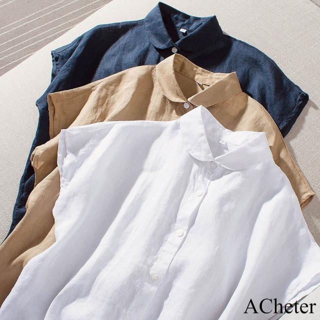【ACheter】采風清爽棉麻寬鬆襯衫上衣#112825現貨+預購(3色)