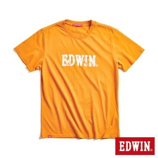 【EDWIN】男女裝 網路獨家↘手繪立扣LOGO短袖T恤(黃褐色)