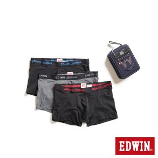 【EDWIN】男裝 低腰平口四角褲/3入(黑灰色)