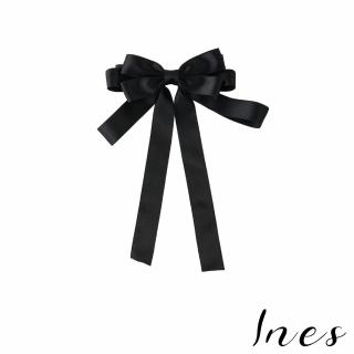【INES】法式優雅經典黑色多層次蝴蝶結飄帶髮夾(多層次髮夾 蝴蝶結髮夾)