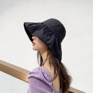 【漂亮小媽咪】韓系 質感 漁夫帽 荷葉邊 遮陽帽 女性 成人 防曬(桶帽)
