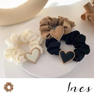 【INES】愛心髮圈/法式復古浪漫愛心造型髮圈 大腸圈 髮繩(3色任選)