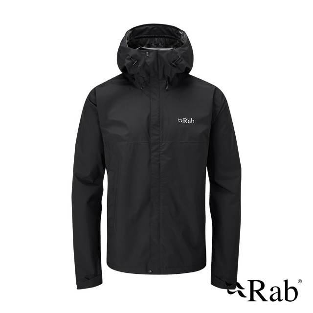 【RAB】Downpour Eco Jacket 輕量防風防水連帽外套 男款 黑色 #QWG82