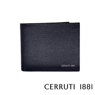 【Cerruti 1881】義大利百年精品 頂級義大利小牛皮12卡短夾皮夾 CEPU05400M(黑色 贈原廠送禮提袋)