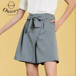 【OUWEY 歐薇】都會甜美附綁帶裙片褲裙(灰色；S-L；3222436608)