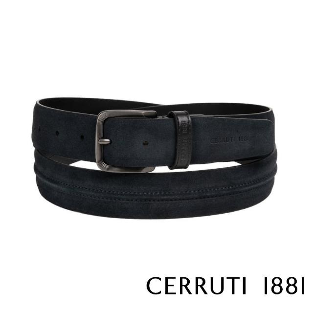 【Cerruti 1881】義大利百年精品 義大利頂級小牛皮皮帶(深藍色 CECU05522M)