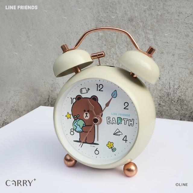 【CarryPlus】官方授權LINE FRIENDS-熊大 復古米白打鈴鬧鐘(Loves Our Planet系列)