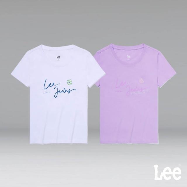 【Lee 官方旗艦】女裝 短袖T恤 / 草寫LOGO 共2色 標準版型(LL220232427 / LL220232K14)