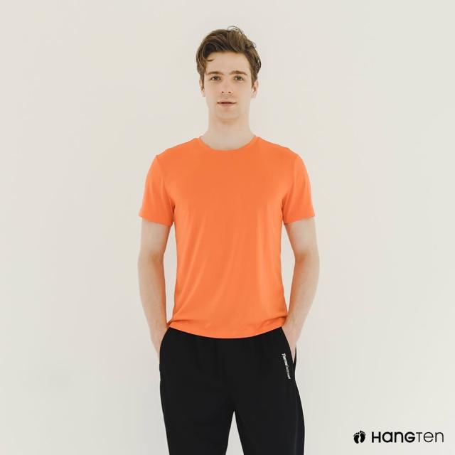 【Hang Ten】男裝-恆溫多功能-REGULAR FIT吸濕排汗機能運動短袖T恤(橘)