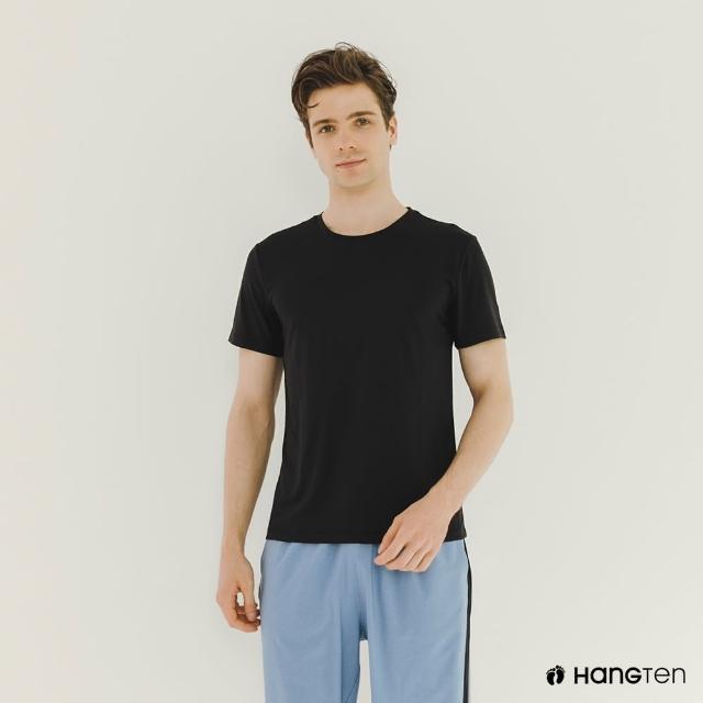 【Hang Ten】男裝-恆溫多功能-REGULAR FIT吸濕排汗機能運動短袖T恤(黑)
