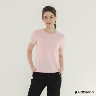 【Hang Ten】女裝-恆溫多功能-REGULAR FIT吸濕排汗機能運動短袖T恤(淺粉)
