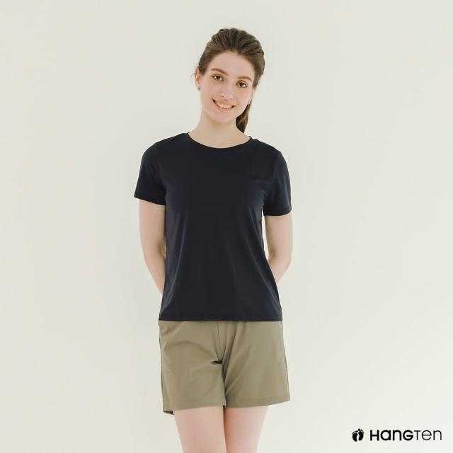 【Hang Ten】女裝-恆溫多功能-REGULAR FIT吸濕排汗機能運動短袖T恤(深藍)