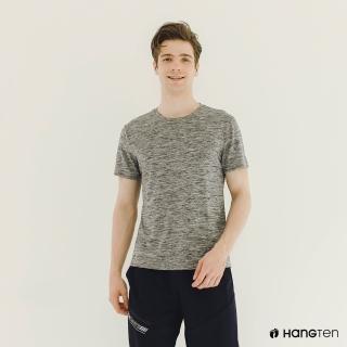 【Hang Ten】男裝-恆溫多功能-REGULAR FIT吸濕排汗機能運動短袖T恤(花紗灰)